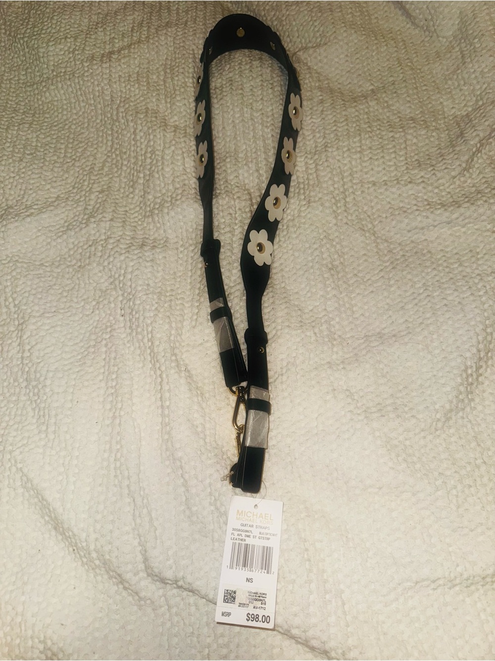 Michael Kor/MK Black Floral Appliqué Bag Strap, guitar strap 🌼 NWT- - Picture 10 of 14